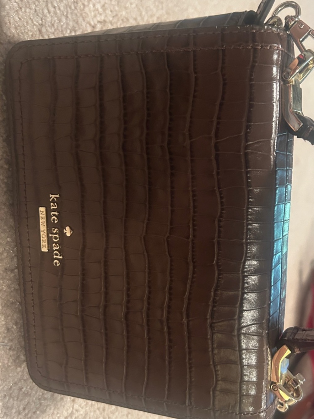 kate spade Brown Croc-Embossed Mini Top-Handle Bag